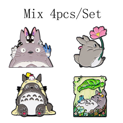 Grey Cat Enamel Pins 1-5PCS Set - Classic Anime Brooches for Backpacks, Bags & Fan Gifts