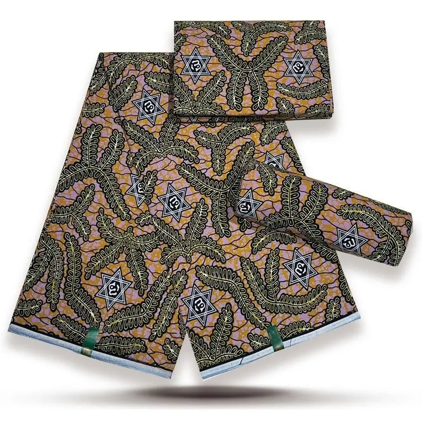 African Wax Print Fabric - High-Quality Cotton Ankara Gold Print Pagne for Wedding & Dress Sewing