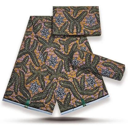 African Wax Print Fabric - High-Quality Cotton Ankara Gold Print Pagne for Wedding & Dress Sewing