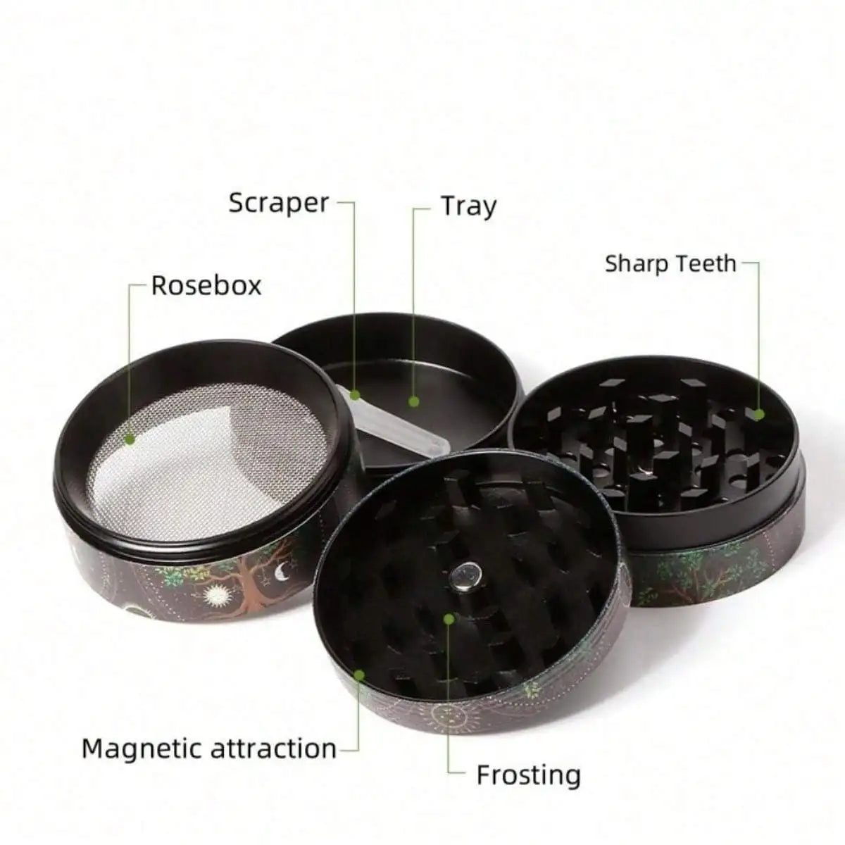Metal Herb Grinder - Leopard Print Spice Crusher & Tobacco Grinder with Grinding Teeth