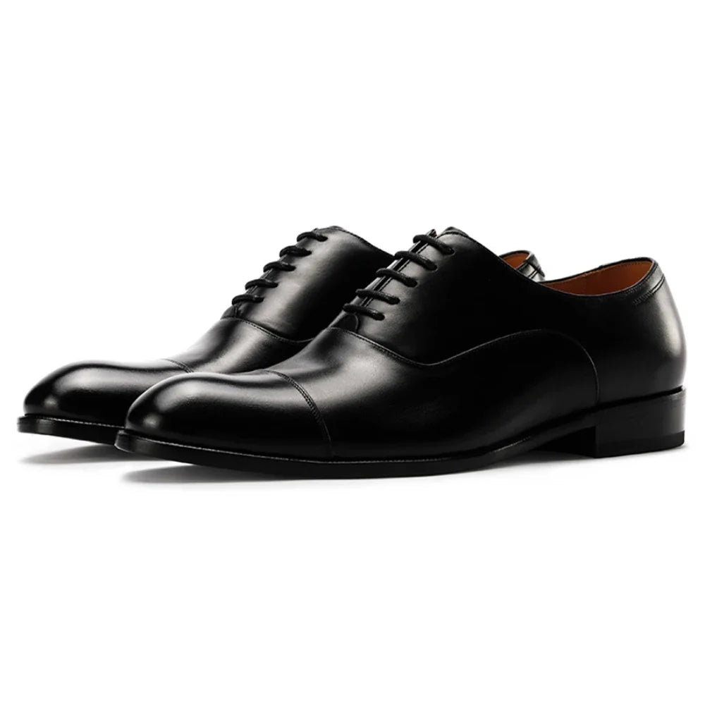 Men’s Handmade Full-Grain Leather Oxford Shoes - Comfortable Classic Business Dress Shoes for Daily Formal Wear