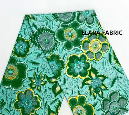 African Golden Glitter Wax Fabric - Soft Cotton Ankara Batik Print Material for Uniforms