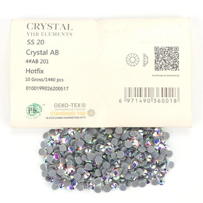 YHB 101-127 Hotfix Crystal Rhinestones - Glitter Glass Flatback Gems for Bags, Shoes, Garments, Phone & Nail Art DIY