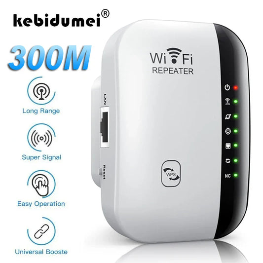 300Mbps Wireless WiFi Repeater — 2.4G WiFi Extender & Signal Booster, 802.11N Router Adapter for Home & Office