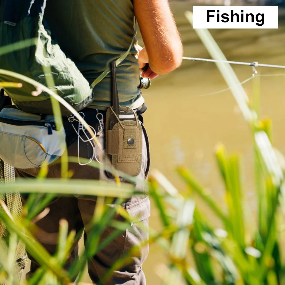 Tactical Molle Radio Walkie Talkie Pouch: 1000D Waist Bag Holder - Portable Interphone Holster Carry Bag for Hunting and Camping