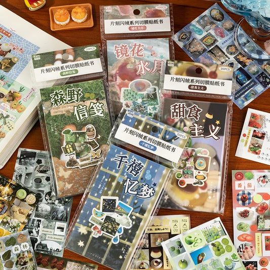 20Pcs Retro Cartoon Sticker Book - Handmade Scrapbook, Diary & Japanese Stationery Decoration Stickers