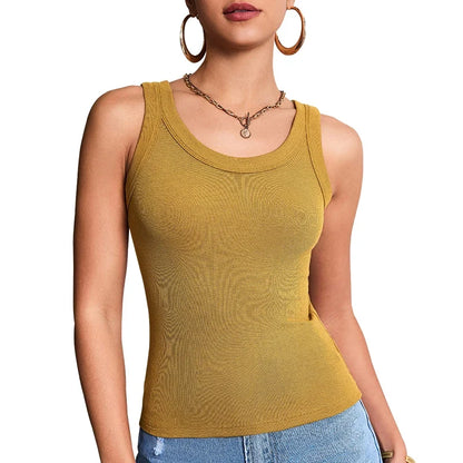 Women’s Multi-Piece Ribbed Vest Set - Solid Color Casual Layering Tops & Sports Fashion Tank Collection