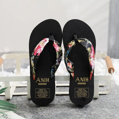 Women’s Summer EVA Slippers - Bohemian Satin Ribbon Flip Flops Casual Beach Sandals for Ladies