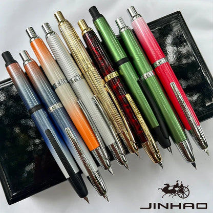 JINHAO Metal Fountain Pen – 10 Brand New Retractable Fine Nibs with Ink Converter