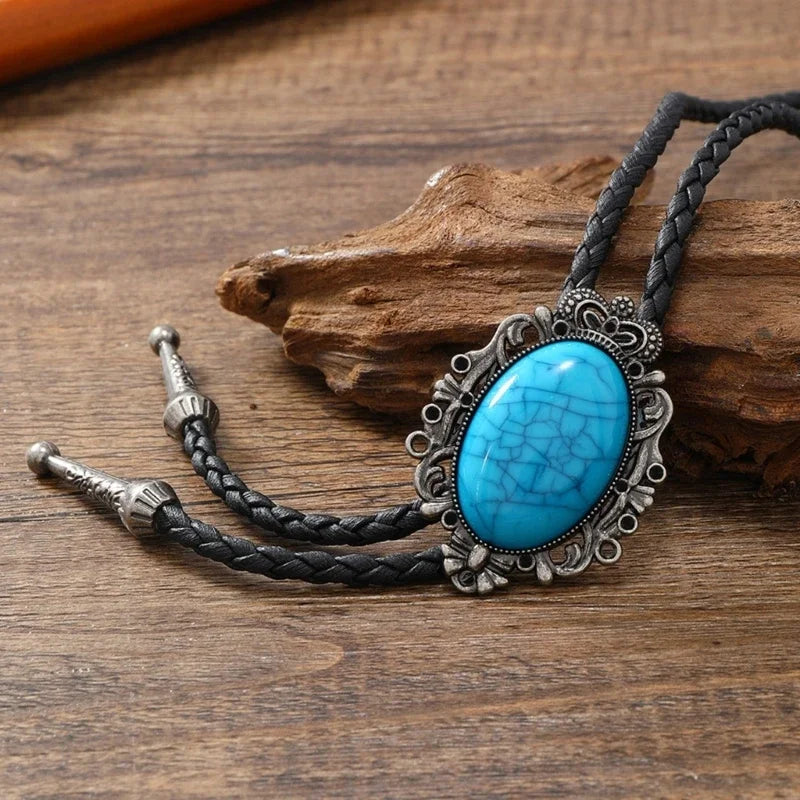 American Bolo Tie – Punk Vintage Metal Bird Stone Cowboy Hat Pendant, Western Necklace & Costume Accessories