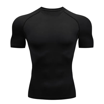 Men's Short Sleeve Compression Running T-shirt: Gym Fitness Sport Tees - Sweat-Wicking Athletic Tops for Jogging Tracksuits