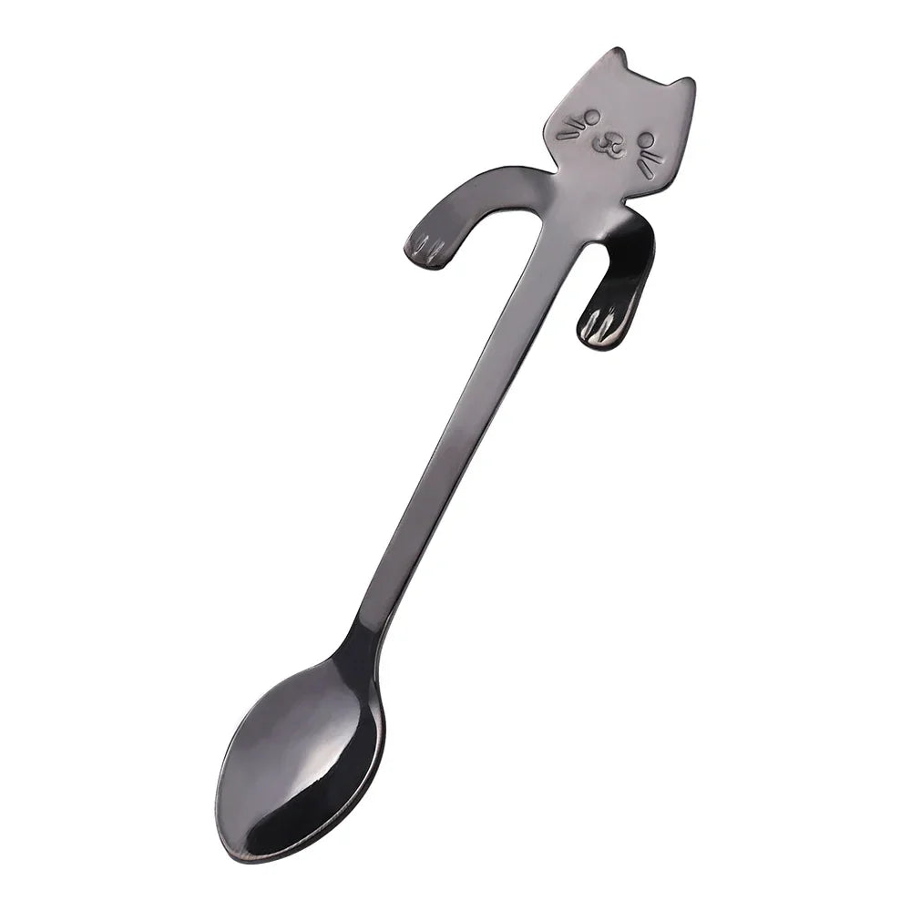 Stainless Steel Cat-Shaped Coffee Spoon – Cute Teaspoon Dessert & Ice Cream Mini Scoop for Kitchen Tableware