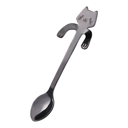 Stainless Steel Cat-Shaped Coffee Spoon – Cute Teaspoon Dessert & Ice Cream Mini Scoop for Kitchen Tableware