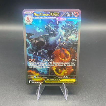 DIY PTCG Mega Charizard X Card - Japanese & English Version Refractive Color Flash Game Collection Trading Card
