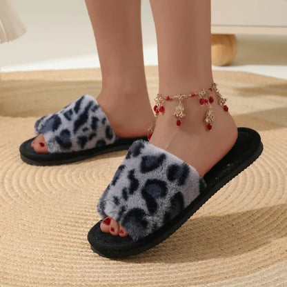 Women Plush Winter Slippers - Warm Cotton Lined EVA Non-Slip House Shoes for Indoor Comfort