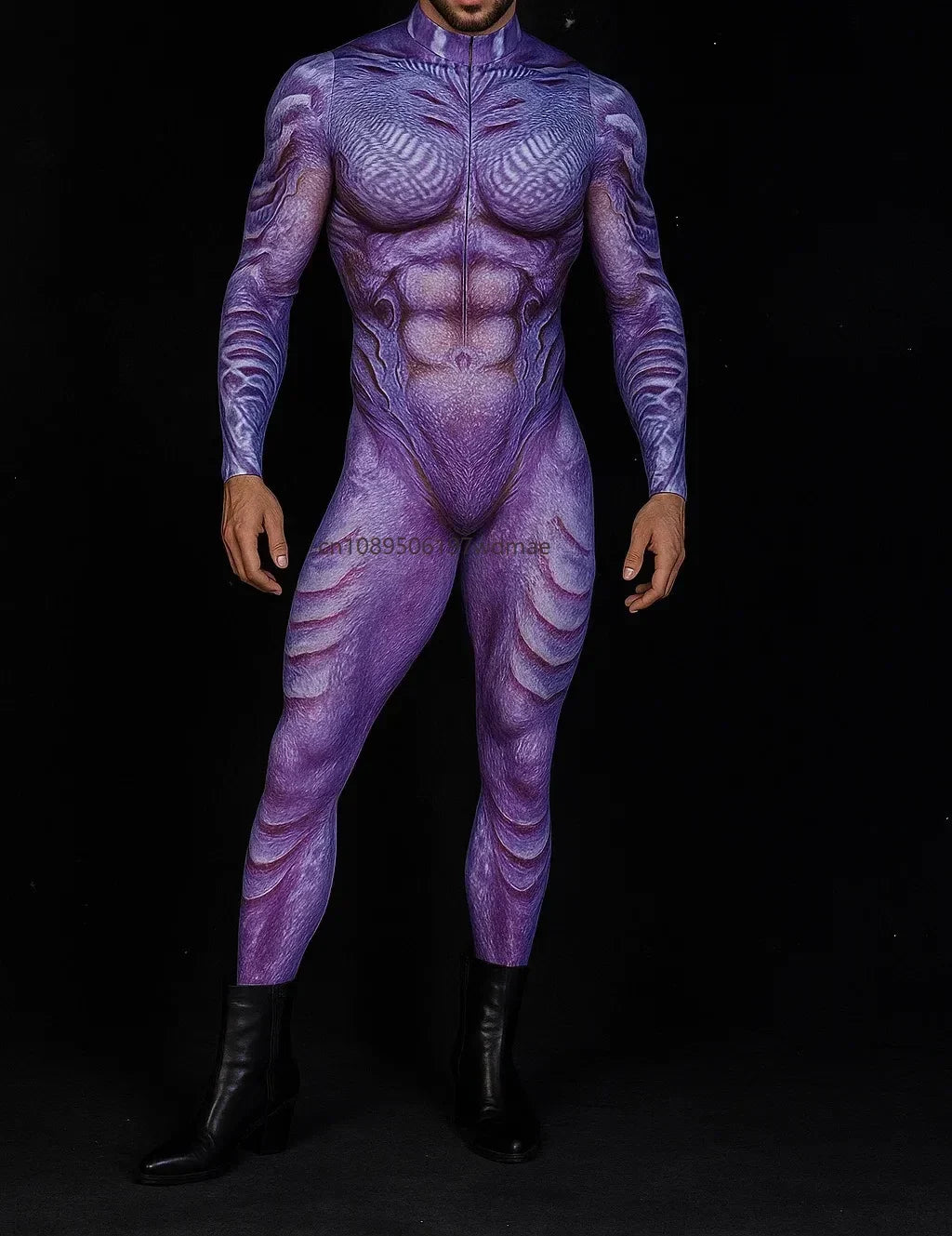 Men's Cyberpunk Muscle Bodysuit - Sci-Fi Printed Cosplay Zentai Costume for Carnival, Stage & Performance Events