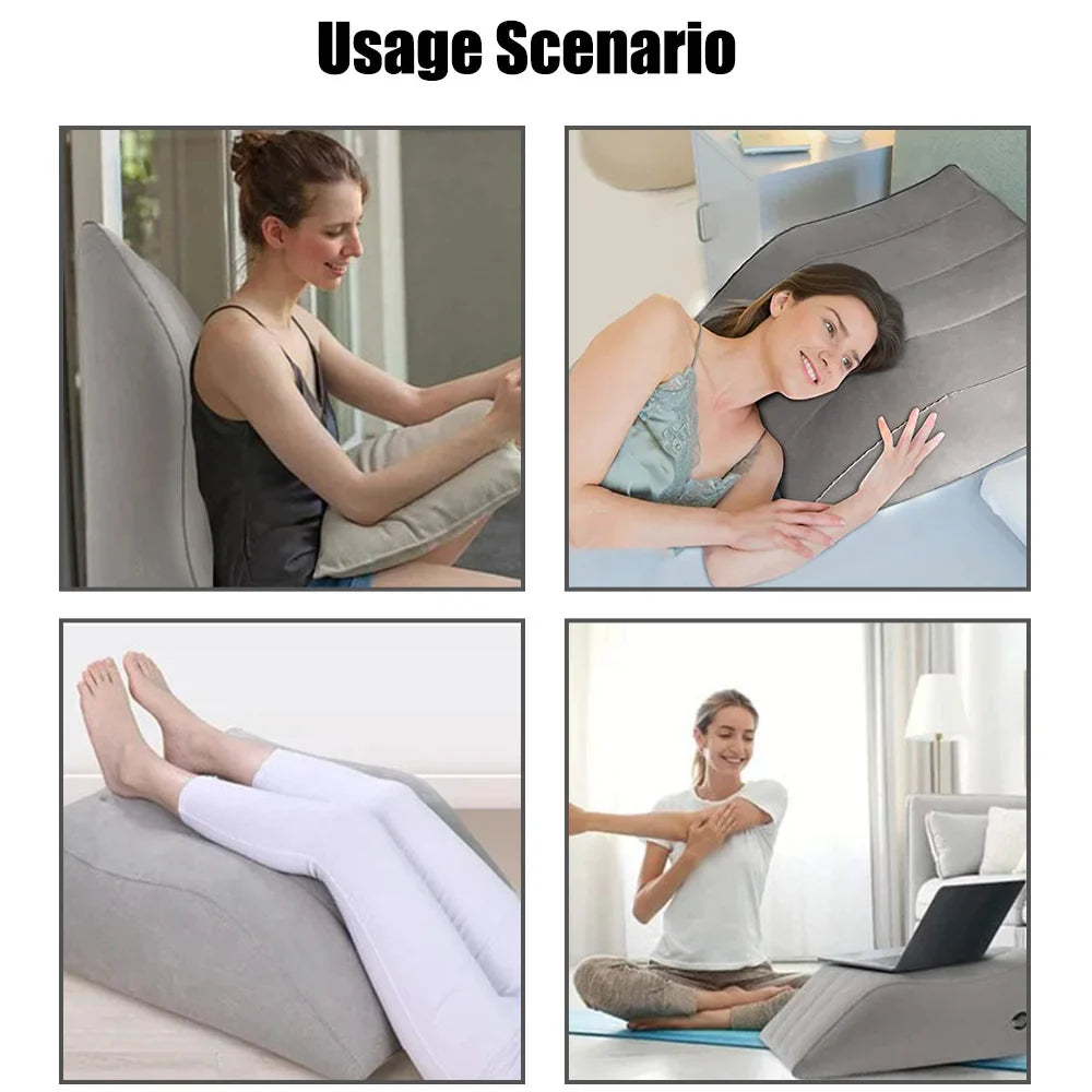 Inflatable Leg Wedge Pillow — Portable Knee Cushion for Travel, Camping & Sleeping, PVC Foot Elevation Pillow