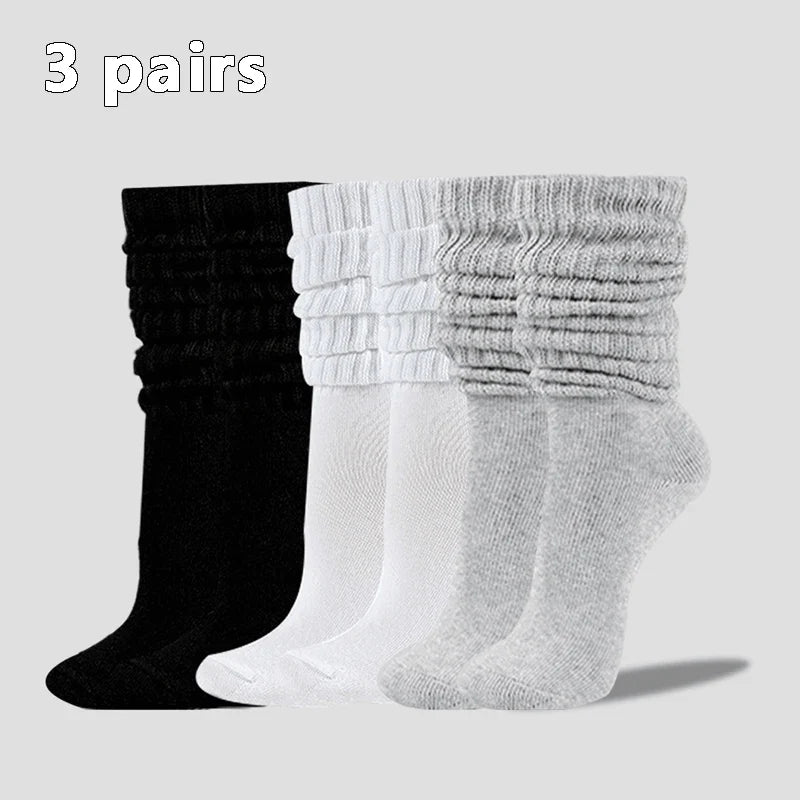 Women’s White Mid-Calf Socks - 3 Pairs Comfortable Breathable Basic Fashion Socks