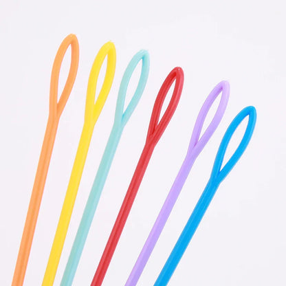 30 Pcs Mixed Color Knitting Needles & Crochet Hooks Set – 7/9/15cm Plastic Yarn Needles for Children DIY Sweater Weaving