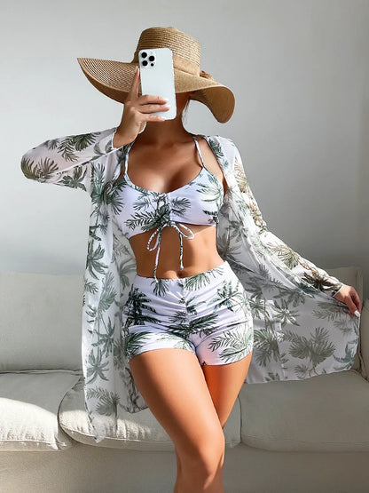 Women’s 3-Piece Push Up Bikini Set - Summer Print Sexy Swimsuit & Beachwear Bathing Suit
