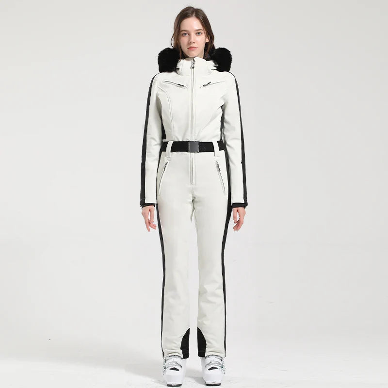 Gsou Women’s Winter Snow Jumpsuit – One-Piece Ski Suit, Thermal Waterproof & Windproof Outdoor Sportswear for Snowboarding