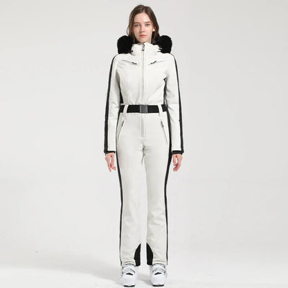 Gsou Women’s Winter Snow Jumpsuit – One-Piece Ski Suit, Thermal Waterproof & Windproof Outdoor Sportswear for Snowboarding
