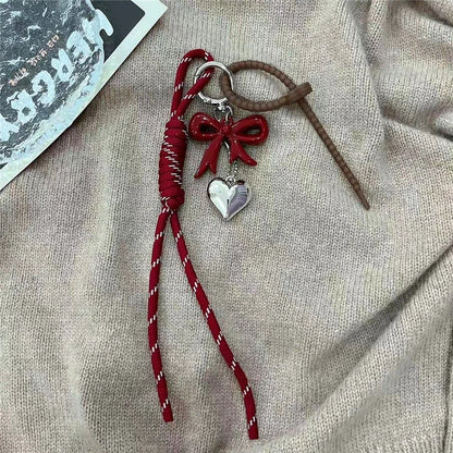 Kawaii Heart Leather Keychain - Trendy Chocolate Pendant Bag Charm Decorative Accessory
