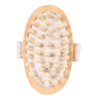 2-in-1 Natural Bristle Body Brush – Dry Skin Exfoliator & Anti-Cellulite Massager for Blood Circulation