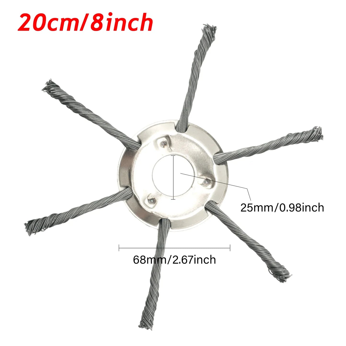LUSQI Steel Wire Wheel Grass Trimmer Head – 6/8/9 Inch Universal Brush Cutter Attachment for Weed, Moss & Rust Removal for Straight Shaft Trimmers