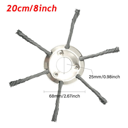 LUSQI Steel Wire Wheel Grass Trimmer Head – 6/8/9 Inch Universal Brush Cutter Attachment for Weed, Moss & Rust Removal for Straight Shaft Trimmers