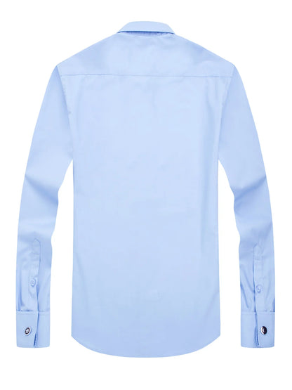 Men’s French Cuff Dress Shirt - Slim Fit Solid Color Long Sleeve Formal Business Shirt