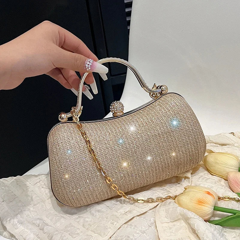 Women’s Chain Evening Shoulder Bag – Vintage Crossbody Handbag Dinner Party Underarm Satchel