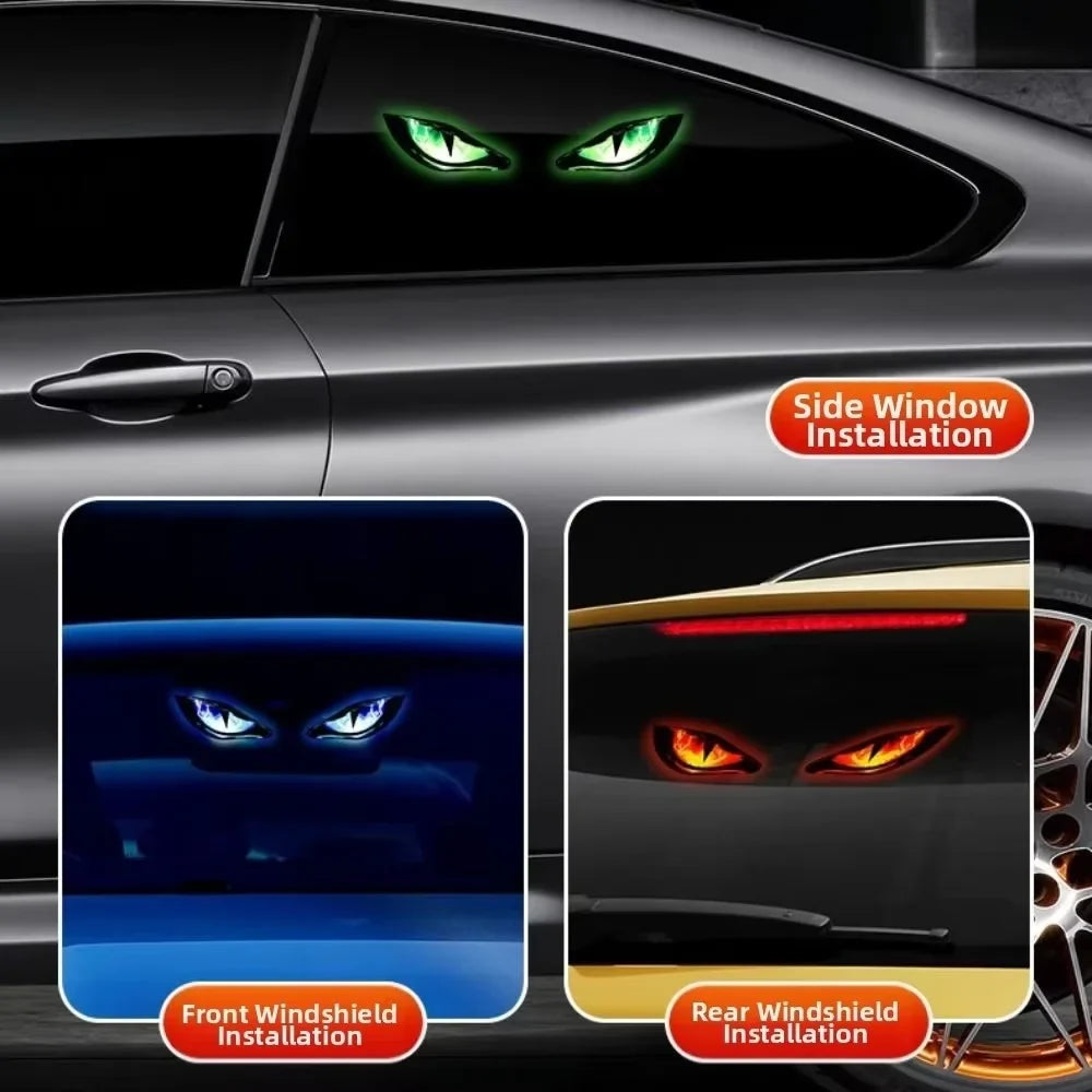 KEVANLY Solar Demon Eye Car Light - Dynamic Flashing Safety Warning & Vehicle Signal Light