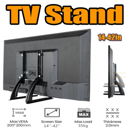 BEISHI Universal TV Stand for 14-42 Inch LCD/LED/OLED Flat & Curved Screens – Tabletop Pedestal Mount Bracket