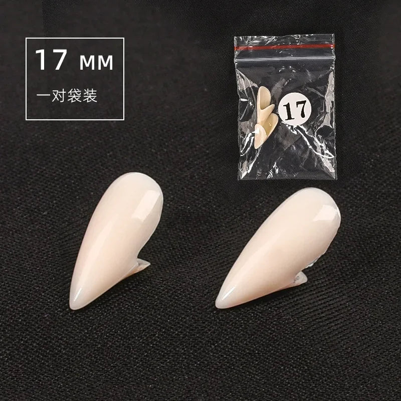5 Pairs Halloween Vampire Fangs – Resin False Teeth Costume Props with Solid Glue for Cosplay, Party & DIY Decoration