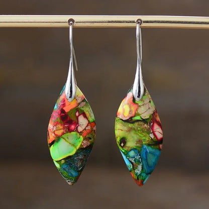 Bohemian Natural Stone Geometric Earrings - Luxury Emperor Stone Pendant Jewelry for Women