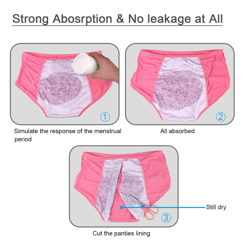 5-Pack Women’s Leak-Proof Menstrual Panties – Plus Size L-8XL Waterproof Period Underwear