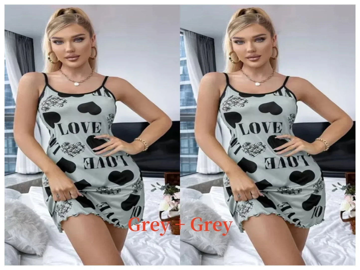 Women’s Cute Cartoon Nightgown - Sexy Halter Back Summer Pajamas & Home Wear Short Dress