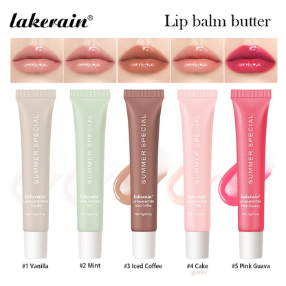Summer Lip Balm Gloss - Moisturizing Vanilla Mint Scented Transparent Lip Oil Makeup