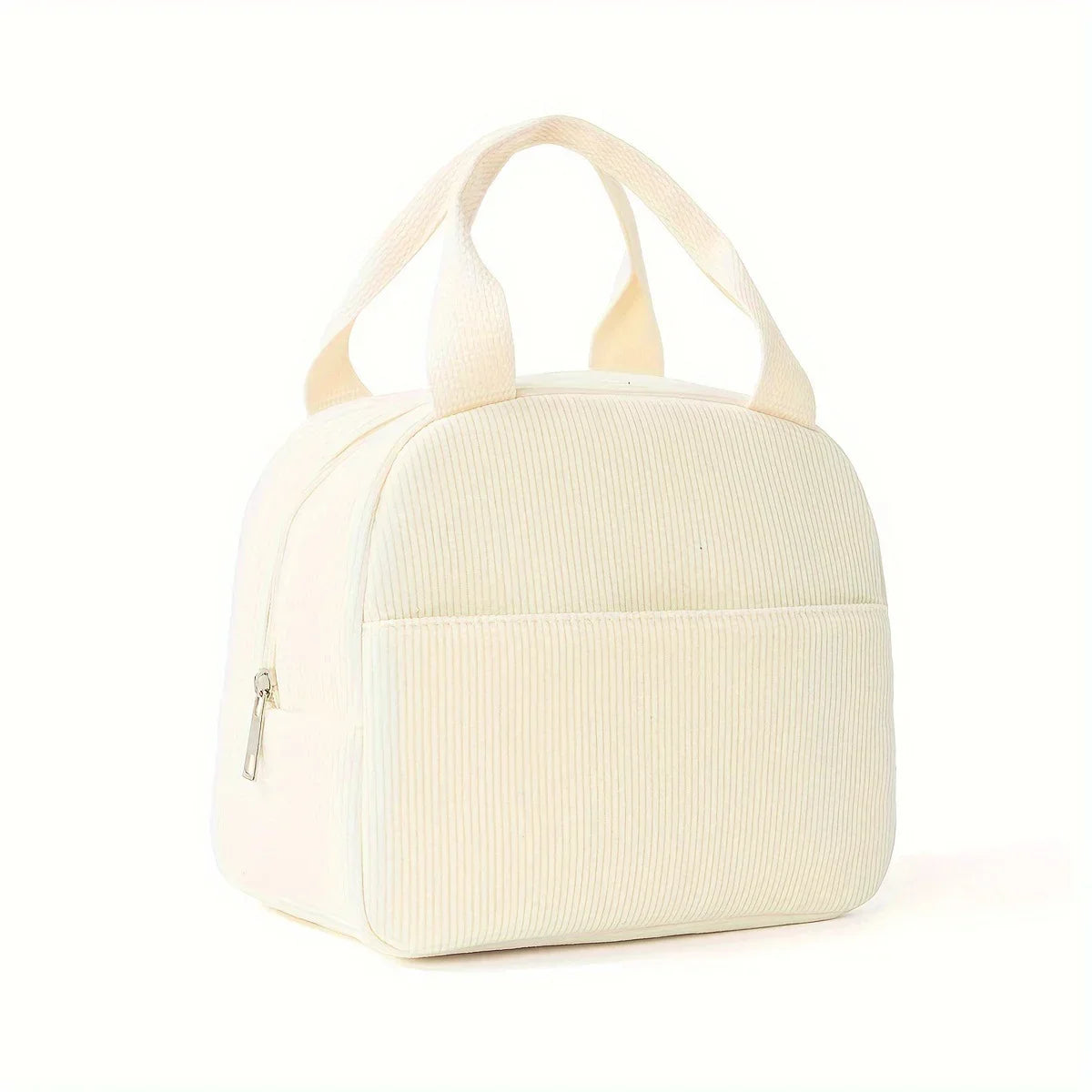 Reusable Thermal Insulated Bento Bag – Embroidered Corduroy Portable Lunch Bag for Kids, School, Travel, and Work Trips