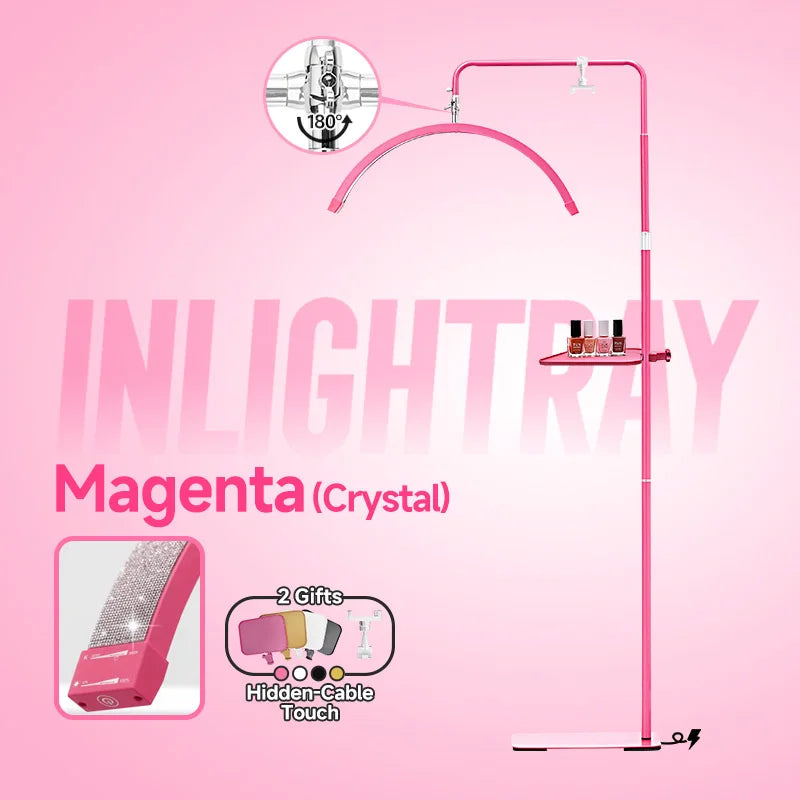 Hidden Cable Half Moon Beauty Lamp - Professional Lash Extension Floor Light with Custom Logo for Salon Makeup & Eyelash Artists