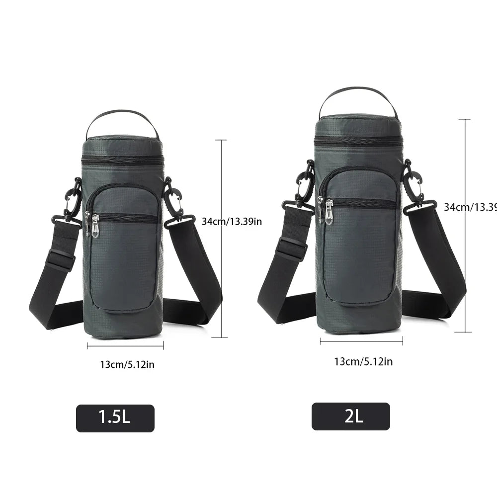 1L/2L Insulated Water Bottle Cooler Bag - Oxford Cloth Refrigerated Storage Pouch for Travel, Hiking & Climbing