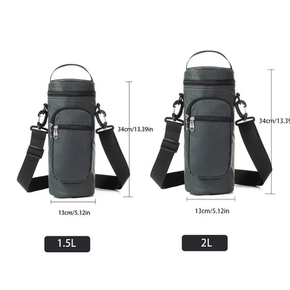 1L/2L Insulated Water Bottle Cooler Bag - Oxford Cloth Refrigerated Storage Pouch for Travel, Hiking & Climbing