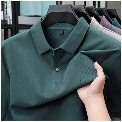 Men's 100% Cotton Polo Shirt - Breathable Summer Golf & Business Casual Tee with Silk-Like Finish
