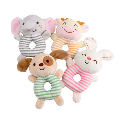 Newborn Baby Rattle Toy – Plush Cartoon Animal Hand Ring for Infants 0-24 Months, Toddler Early Educational Bed Toy