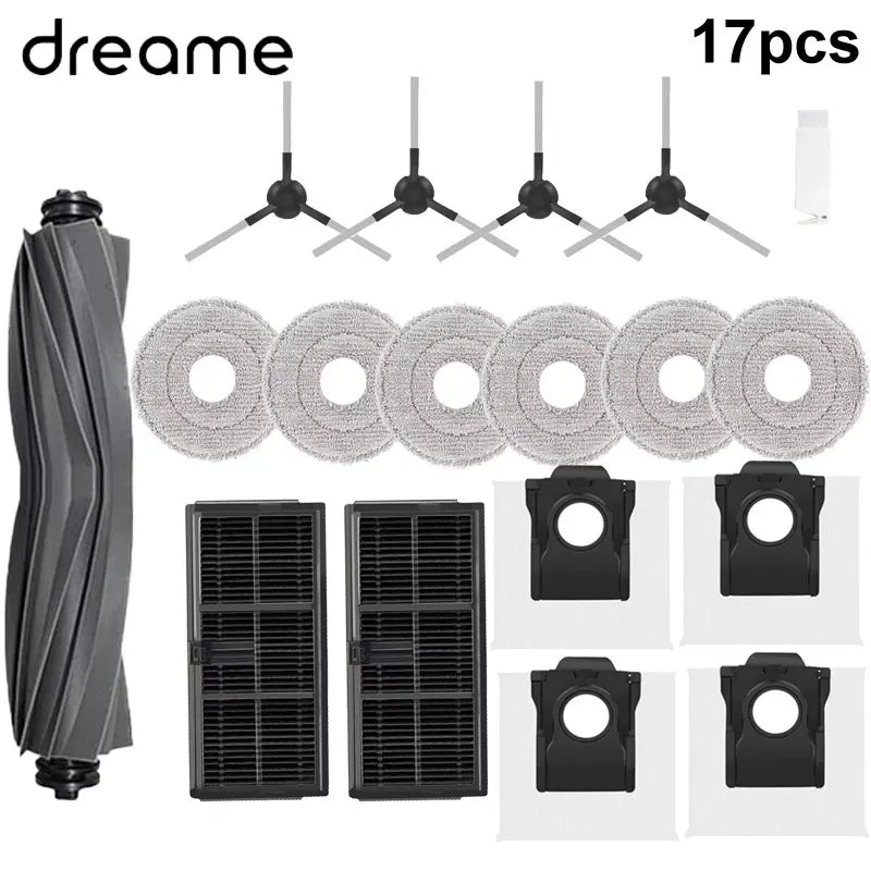 Dreame Robot Vacuum Accessories - Replacement Main Brush, Side Brush, Filter, Mop & Dust Bag for L10s Pro Ultra X30 Series