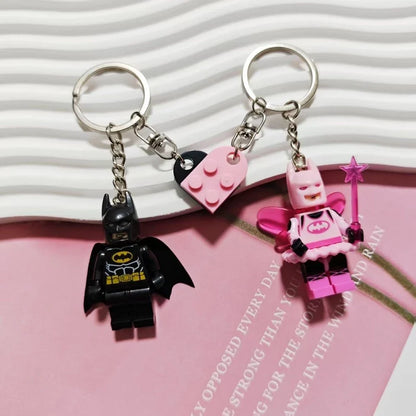 3D Fairy Star Bat Magnetic Keychain - Pink & Black Y2K Bow Key Ring Backpack Pendant Couple Gift