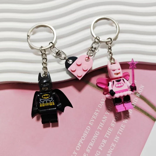 3D Fairy Star Bat Magnetic Keychain - Pink & Black Y2K Bow Key Ring Backpack Pendant Couple Gift