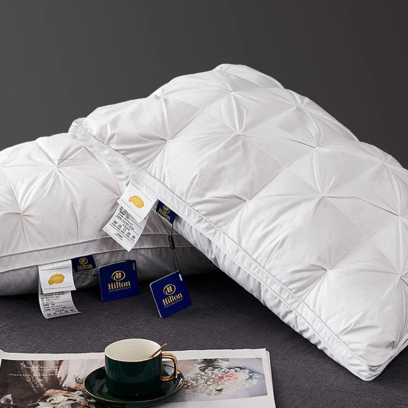 95% Goose Down Pillow – White Cotton Cover, 5-Star Hotel Quality, Low/Mid/High Loft for Sleeping, Rectangle Shape