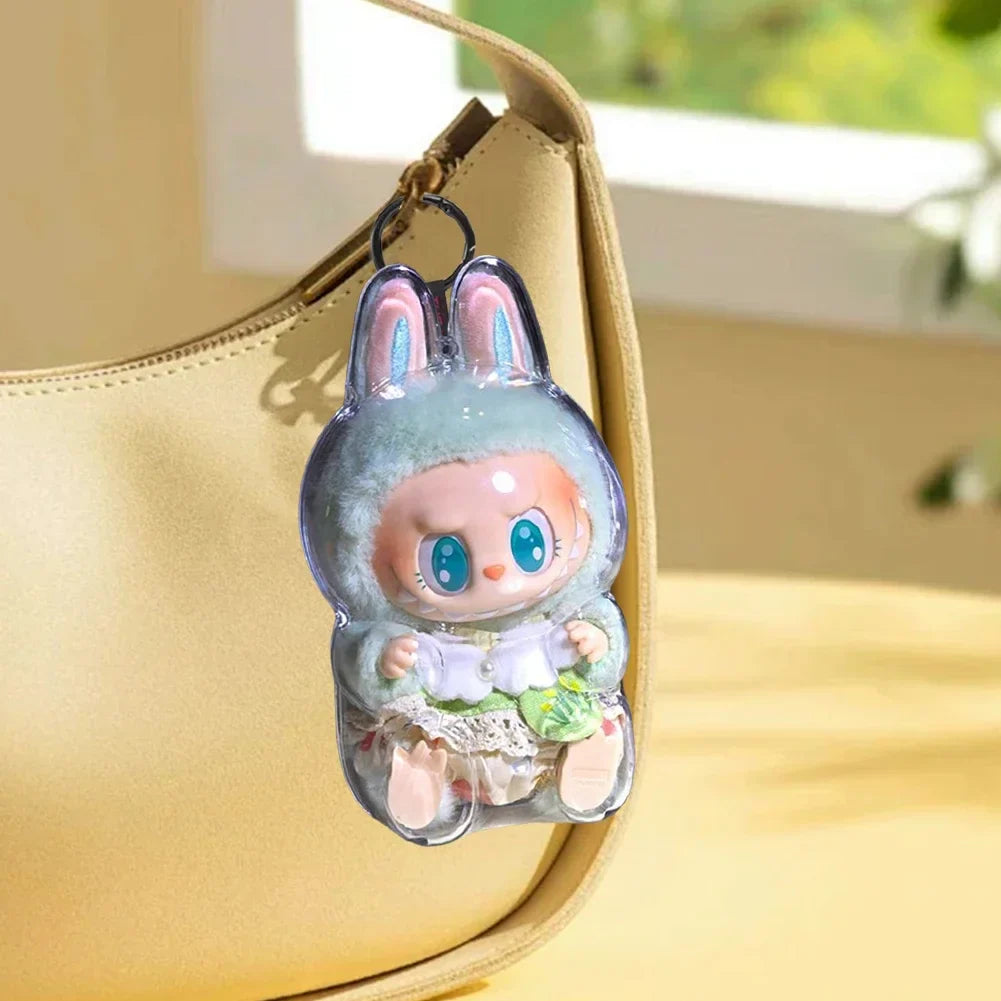 17cm Labubu Transparent Protective Cover - Monster Toy & Elf Doll Storage Display Box